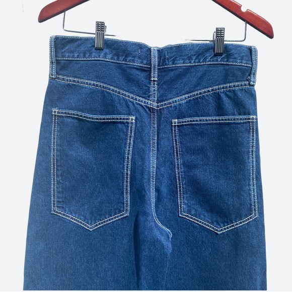 Zara Super Wide Leg Blue Jeans Medium Wash High Rise Ankle Length Denim - Picture 10 of 12